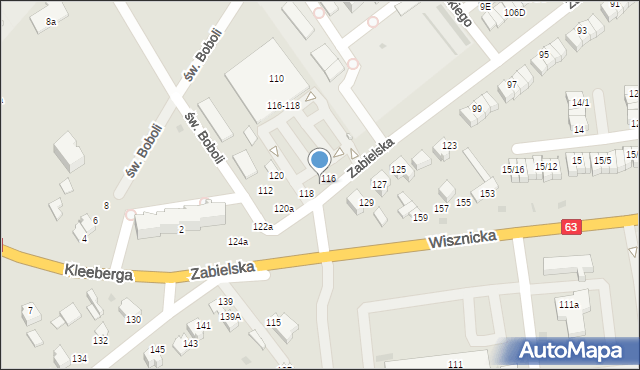 Radzyń Podlaski, Zabielska, 116a, mapa Radzyń Podlaski