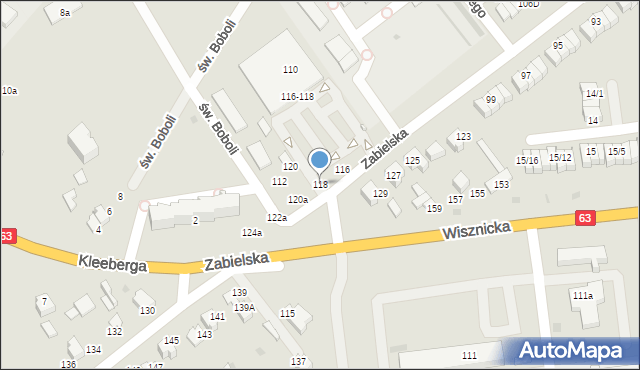 Radzyń Podlaski, Zabielska, 118, mapa Radzyń Podlaski