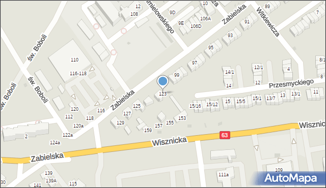 Radzyń Podlaski, Zabielska, 123, mapa Radzyń Podlaski