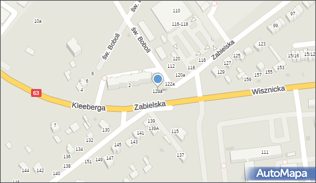 Radzyń Podlaski, Zabielska, 124a, mapa Radzyń Podlaski