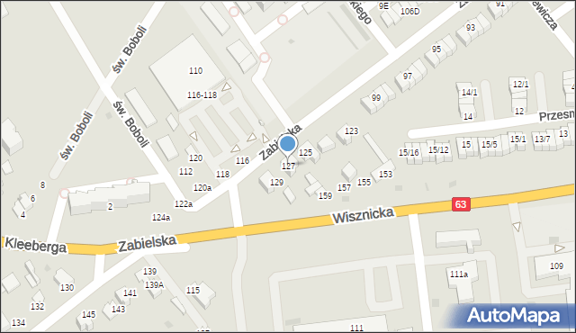 Radzyń Podlaski, Zabielska, 127, mapa Radzyń Podlaski