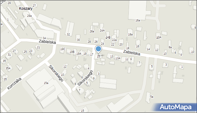 Radzyń Podlaski, Zabielska, 15, mapa Radzyń Podlaski