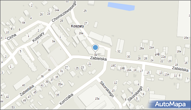 Radzyń Podlaski, Zabielska, 34, mapa Radzyń Podlaski