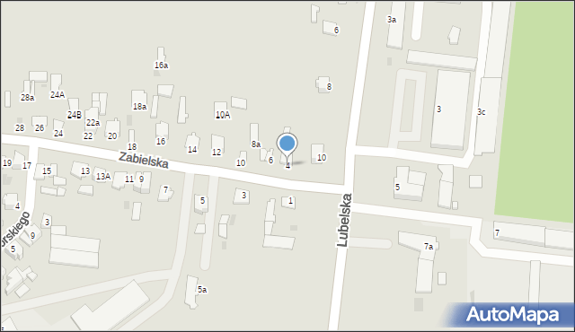 Radzyń Podlaski, Zabielska, 4, mapa Radzyń Podlaski