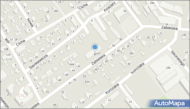 Radzyń Podlaski, Zabielska, 40, mapa Radzyń Podlaski