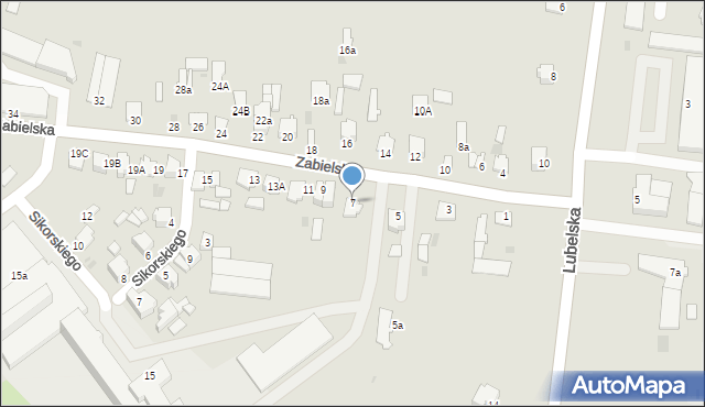 Radzyń Podlaski, Zabielska, 7, mapa Radzyń Podlaski