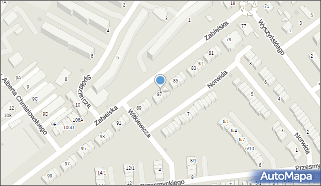 Radzyń Podlaski, Zabielska, 87/2, mapa Radzyń Podlaski