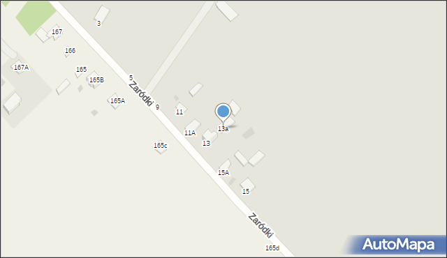 Radzyń Podlaski, Zaródki, 13a, mapa Radzyń Podlaski