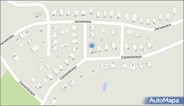 Rajgród, Zabielskiego Franciszka, 24, mapa Rajgród