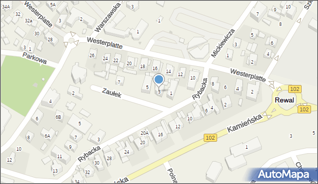 Rewal, Zaułek, 3, mapa Rewal
