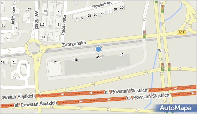 Ruda Śląska, Zabrzańska, 45A, mapa Rudy Śląskiej