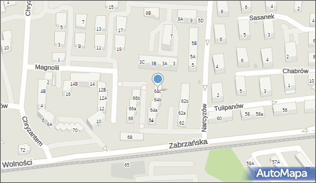 Ruda Śląska, Zabrzańska, 64c, mapa Rudy Śląskiej