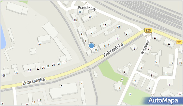 Ruda Śląska, Zabrzańska, 10A, mapa Rudy Śląskiej