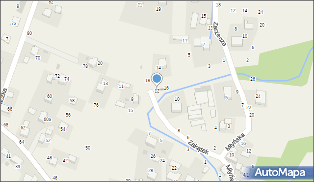 Rudawa, Zakątek, 12, mapa Rudawa