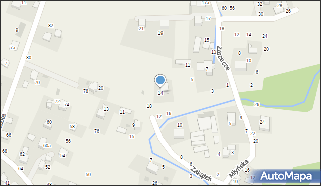 Rudawa, Zakątek, 14, mapa Rudawa