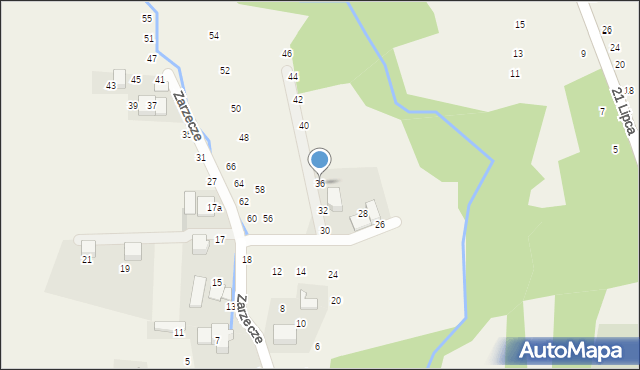 Rudawa, Zarzecze, 36, mapa Rudawa