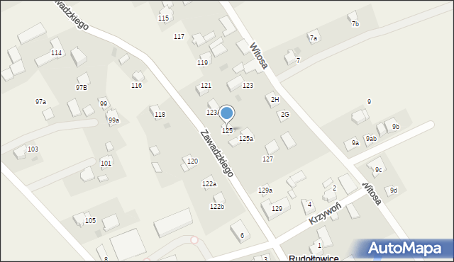 Rudołtowice, Zawadzkiego Aleksandra, gen., 125, mapa Rudołtowice