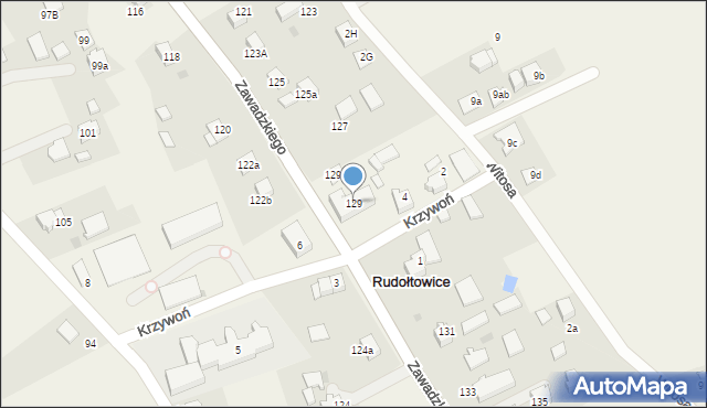 Rudołtowice, Zawadzkiego Aleksandra, gen., 129, mapa Rudołtowice