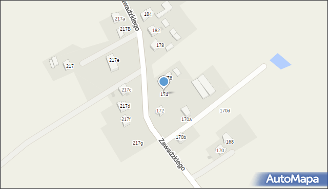 Rudołtowice, Zawadzkiego Aleksandra, gen., 174, mapa Rudołtowice