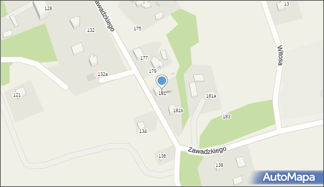 Rudołtowice, Zawadzkiego Aleksandra, gen., 181, mapa Rudołtowice