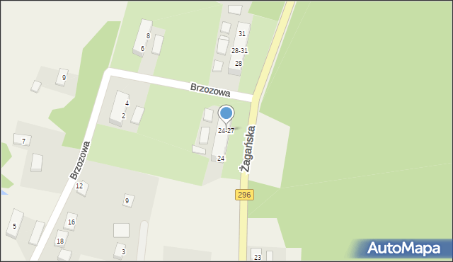 Ruszów, Żagańska, 24-27, mapa Ruszów