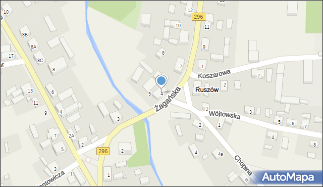 Ruszów, Żagańska, 4, mapa Ruszów