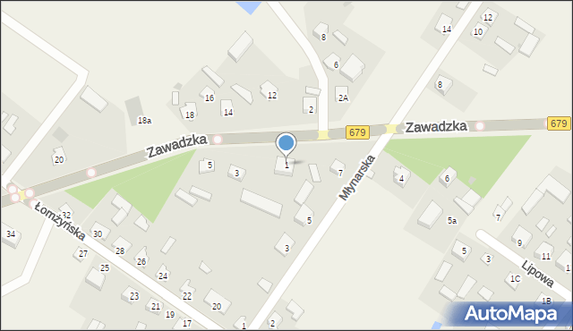 Rutki-Kossaki, Zawadzka, 1, mapa Rutki-Kossaki