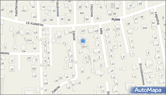 Rybie, Zakole, 5, mapa Rybie