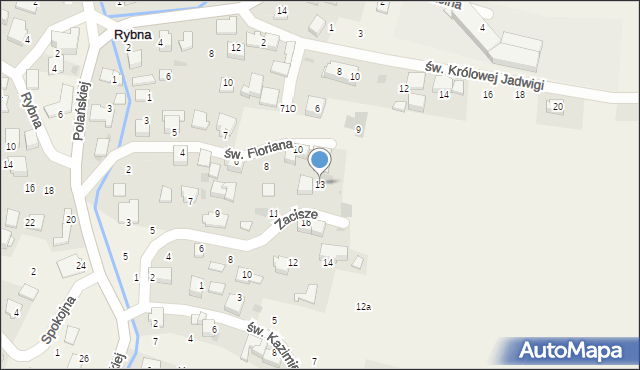 Rybna, Zacisze, 13, mapa Rybna