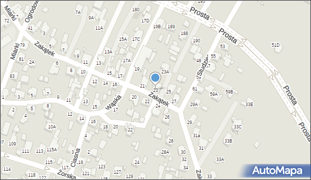 Rybnik, Zakątek, 23, mapa Rybnika
