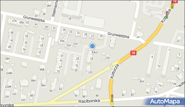 Rybnik, Zawiszy Czarnego, 15, mapa Rybnika