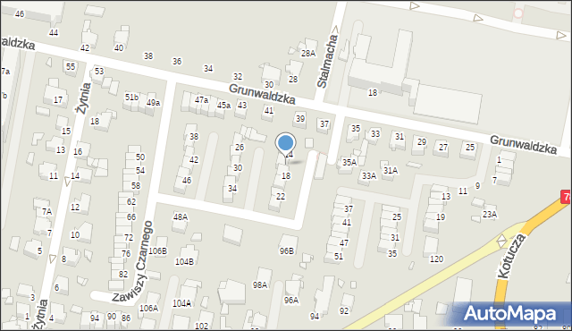 Rybnik, Zawiszy Czarnego, 16, mapa Rybnika