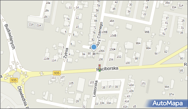 Rybnik, Zawiszy Czarnego, 86, mapa Rybnika