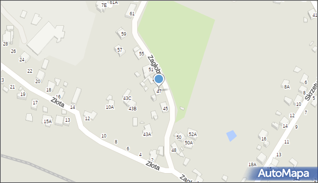 Rybnik, Zagłoby Jana Onufrego, 47, mapa Rybnika