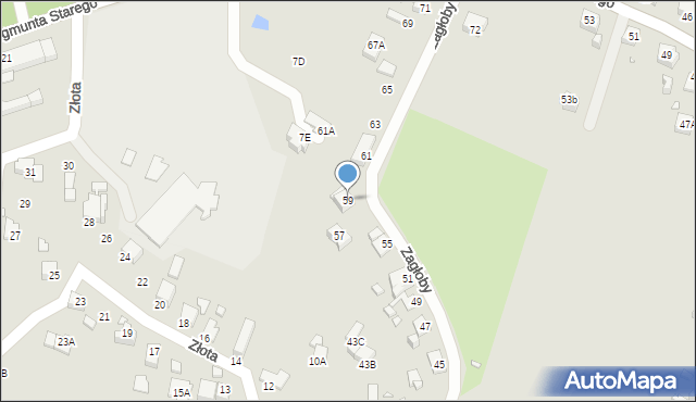 Rybnik, Zagłoby Jana Onufrego, 59, mapa Rybnika