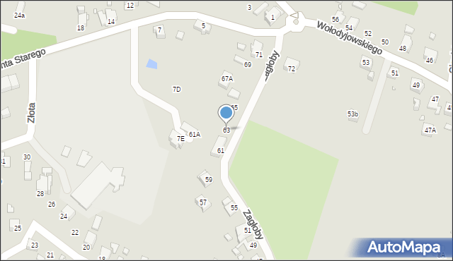 Rybnik, Zagłoby Jana Onufrego, 63, mapa Rybnika