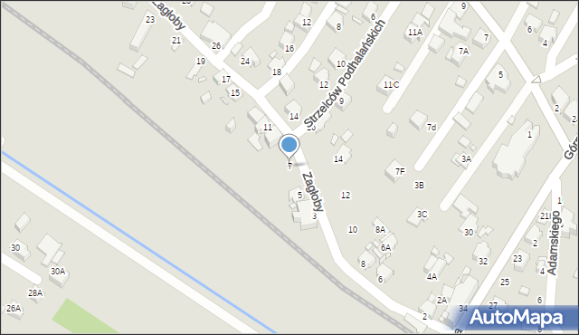 Rybnik, Zagłoby Jana Onufrego, 7, mapa Rybnika