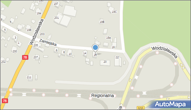 Rybnik, Zamiejska, 16, mapa Rybnika