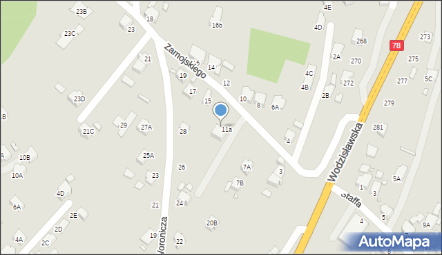 Rybnik, Zamojskiego Jana, 11b, mapa Rybnika