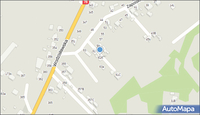 Rybnik, Zapolskiej Gabrieli, 61A, mapa Rybnika