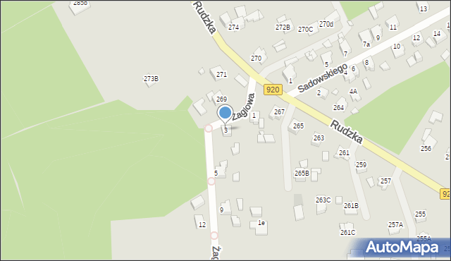 Rybnik, Żaglowa, 3, mapa Rybnika