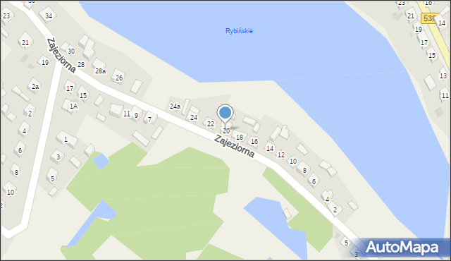 Rybno, Zajeziorna, 20, mapa Rybno