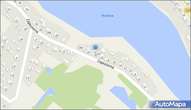 Rybno, Zajeziorna, 22, mapa Rybno