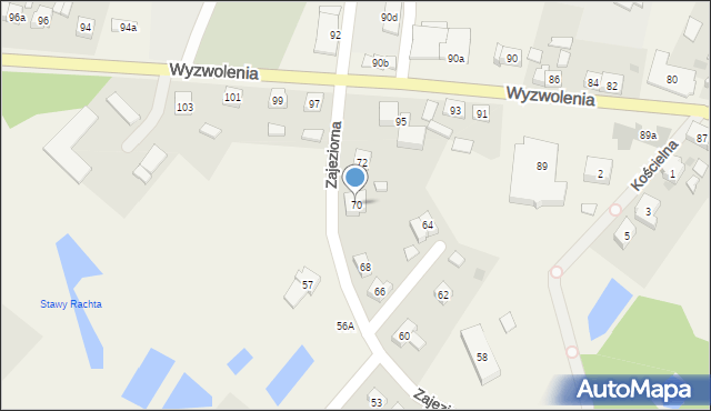 Rybno, Zajeziorna, 70, mapa Rybno