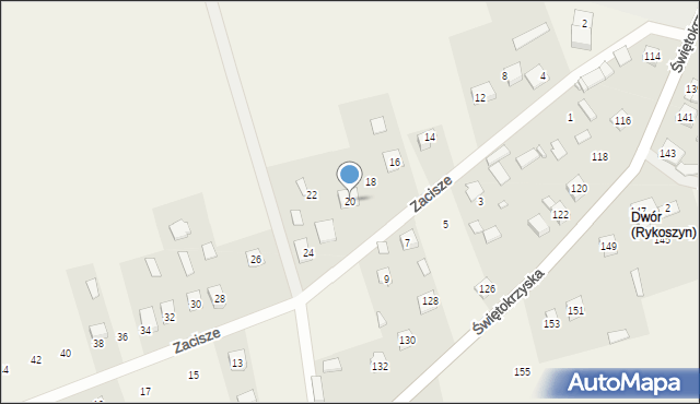 Rykoszyn, Zacisze, 20, mapa Rykoszyn