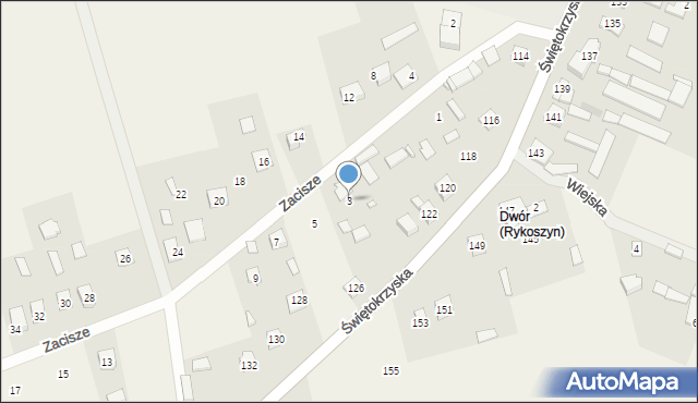 Rykoszyn, Zacisze, 3, mapa Rykoszyn