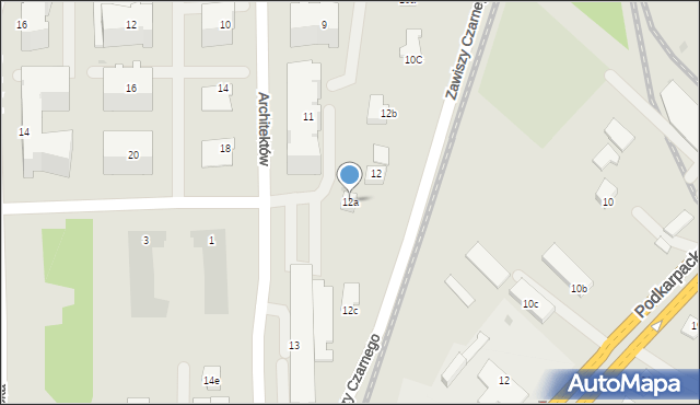 Rzeszów, Zawiszy Czarnego, 12a, mapa Rzeszów