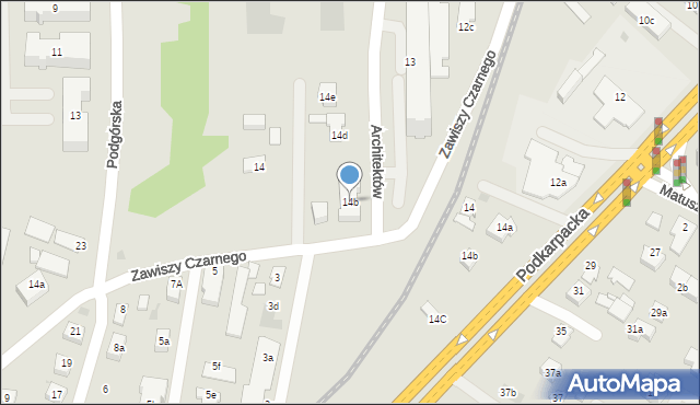 Rzeszów, Zawiszy Czarnego, 14b, mapa Rzeszów