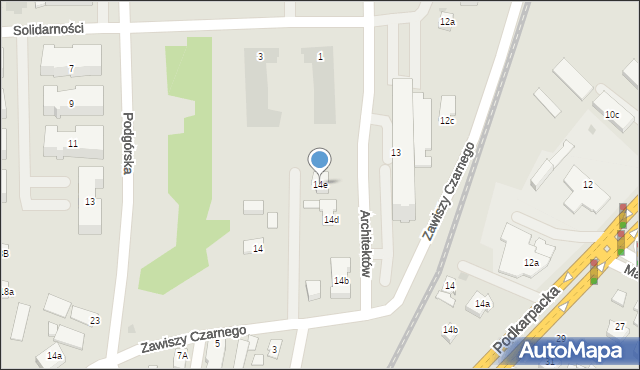 Rzeszów, Zawiszy Czarnego, 14e, mapa Rzeszów