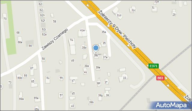 Rzeszów, Zawiszy Czarnego, 39c, mapa Rzeszów
